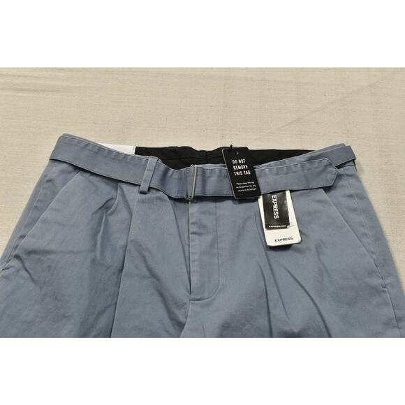 Men's Express 31x30 Light Blue Chino Pleated Skinny Dress Pants Cotton NEW - Picture 7 of 8